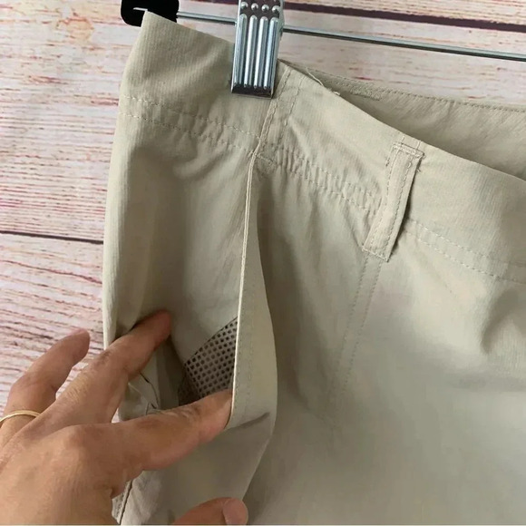 Columbia Performance Fishing Gear Pants Sz 14 Beige Roll Up Straight Wide Leg - Picture 5 of 13